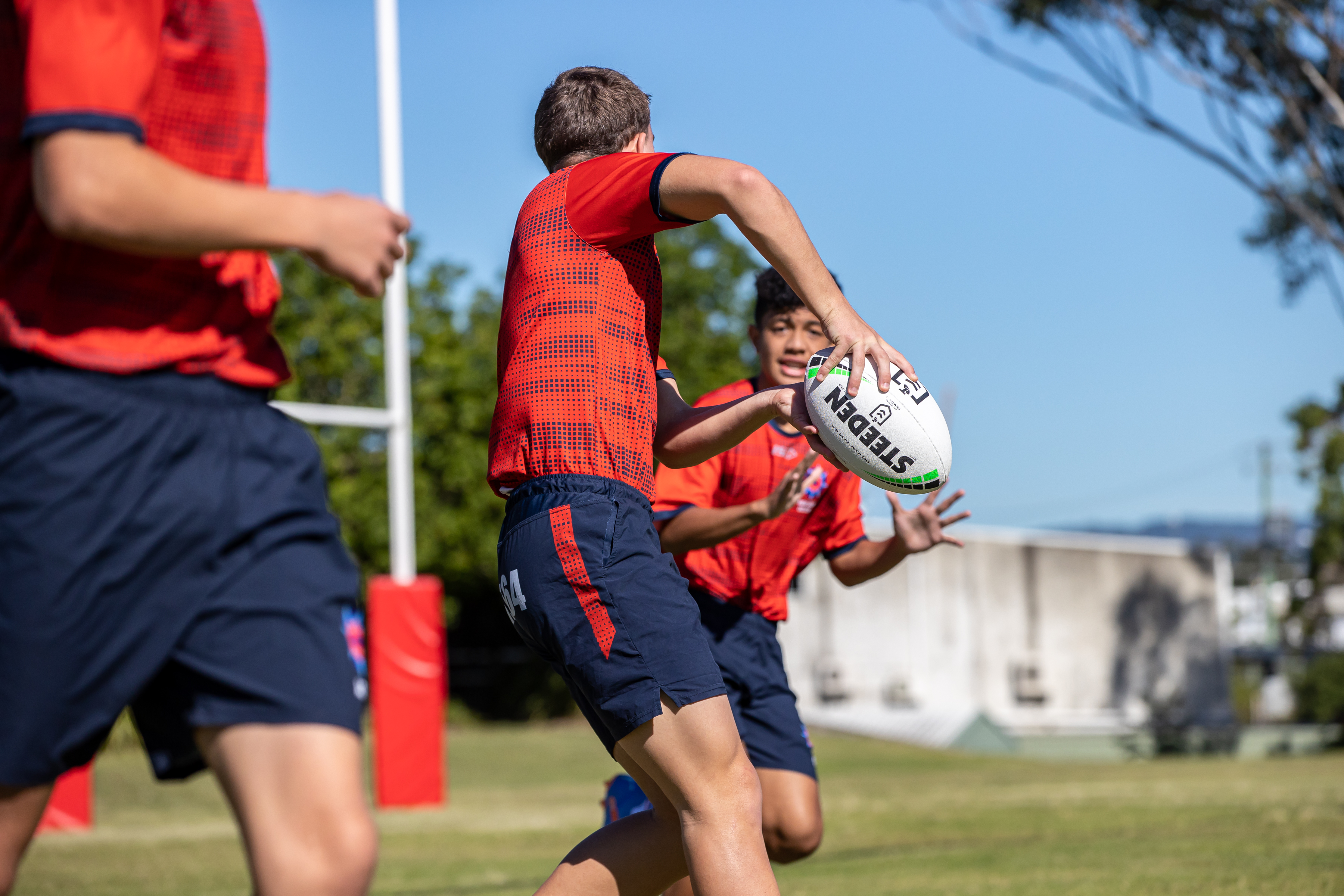 Students playing Rugby.