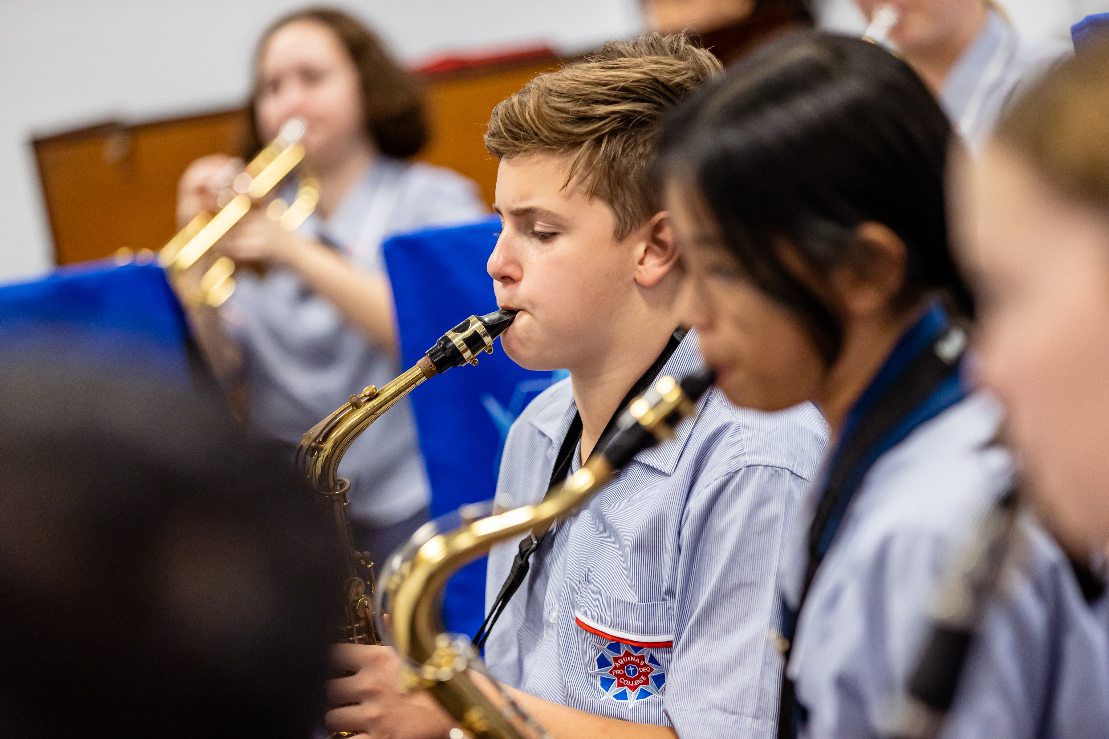 Students playing the Saxophone.
