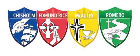 The College's four house crests.